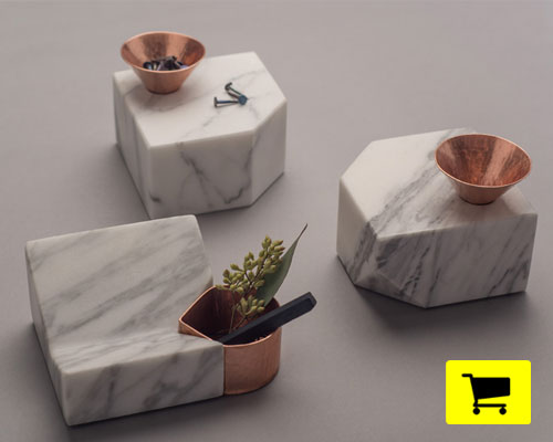 peca studio fuses marble + copper to craft santa clara organizers