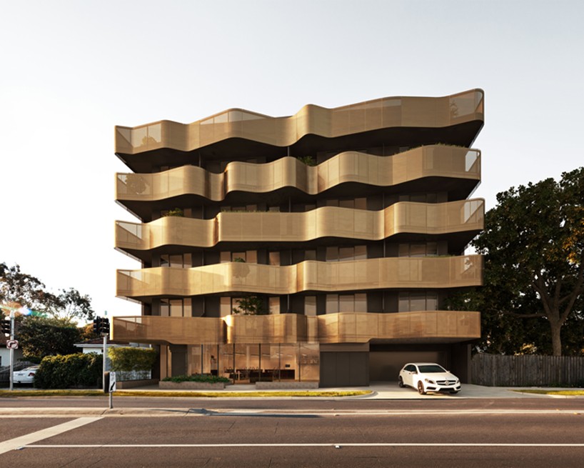ROTHELOWMAN wraps rippling metal ribbons to melbourne apartments