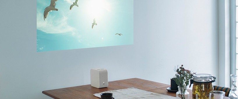 mobile ultra-short focus projector by sony adapts any blank space into a display