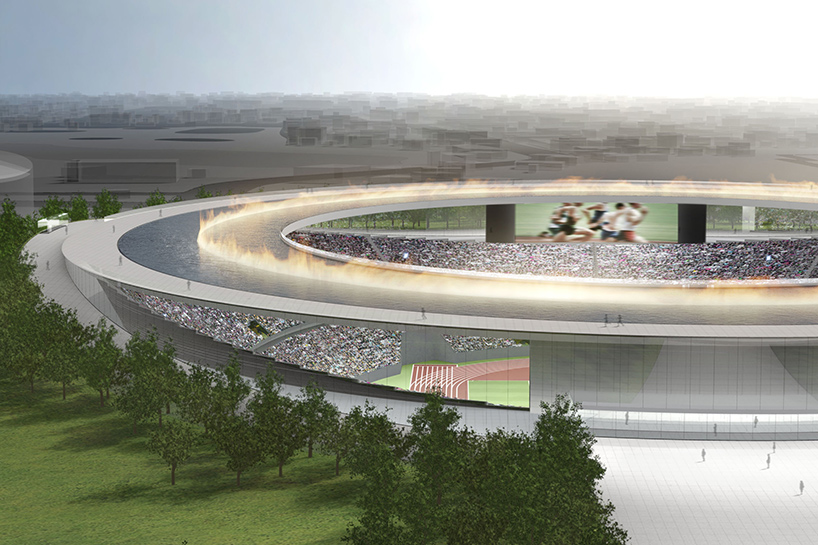 tokujin yoshioka reenvisions tokyo's olympic stadium with floating fountain