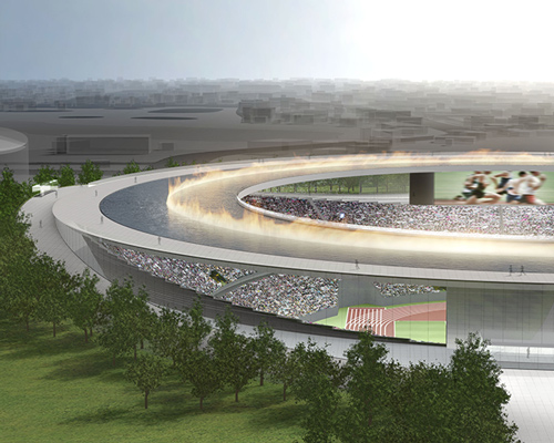 tokujin yoshioka reenvisions tokyo's olympic stadium with floating fountain