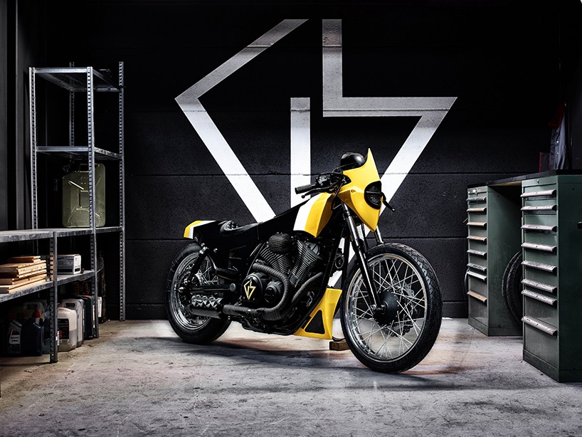 swiss builder GS mashin instills gothic architectural themes into XV950 ultra for yamaha