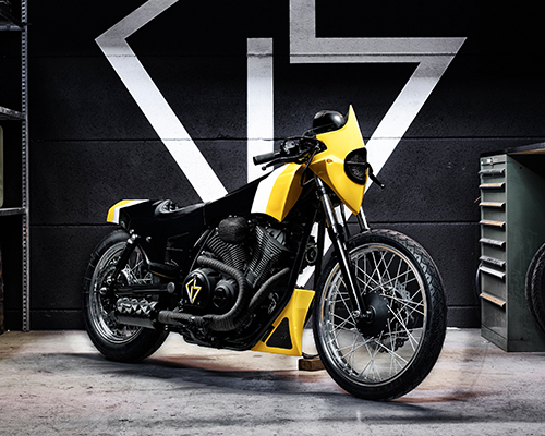swiss builder GS mashin instills gothic architectural themes into XV950 ultra for yamaha