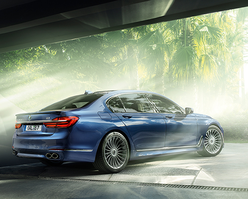 BMW + aplina engineers cloak 600 horsepower twin-turbo engine with 7-series sedan