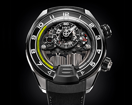 H4 metropolis by HYT defies gravity by displaying time using fluorescent liquids