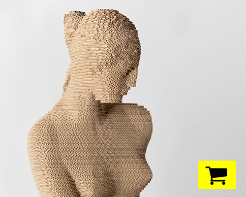 classical statues 3D printed from corrugated cardboard