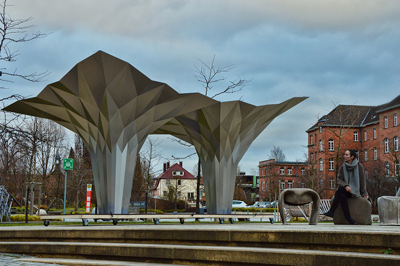 tal friedman utilizes origami techniques to create fold finding pavilion