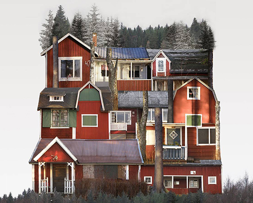 anastasia savinova's architecture collages illustrate the vernacular dwellings of different cities