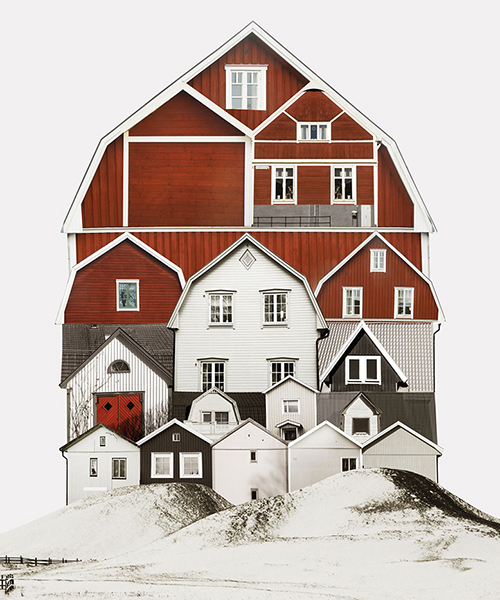 anastasia savinova's architecture collages illustrate the vernacular dwellings of different cities
