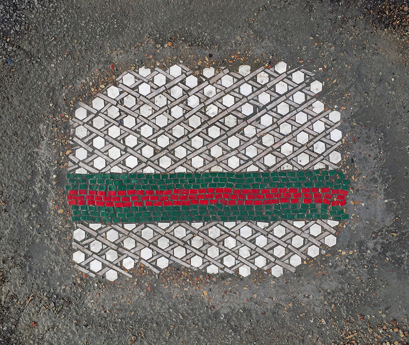 bachor fills unsightly city potholes with vibrant glass and marble mosaics