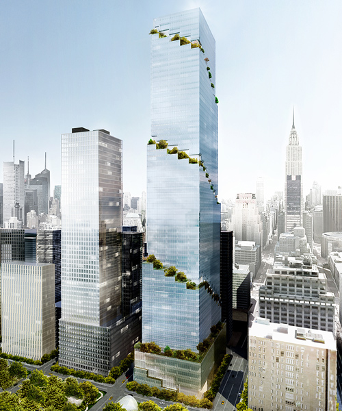 BIG's spiraling office tower in new york is wrapped with cascading terraces
