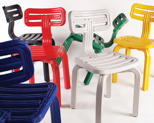 dirk vander kooij's chubby + RVR synthetic chairs look soft, but are as tough a oak wood