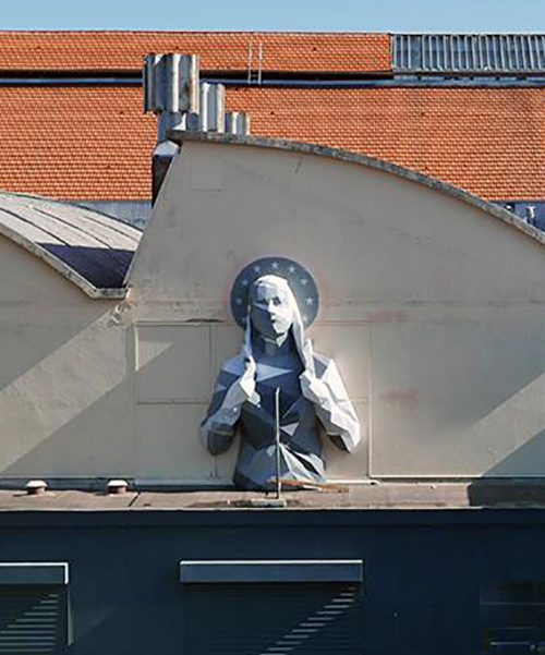 david mesguich sculpts santa europa as a patron for refugees