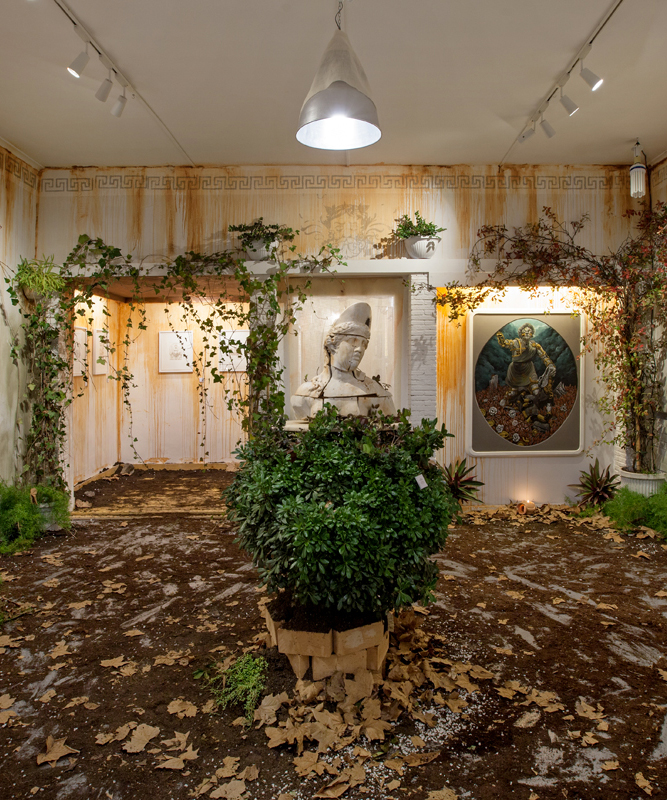 pixel pancho turns rome's galleria varsi into a forgotten mythological landscape