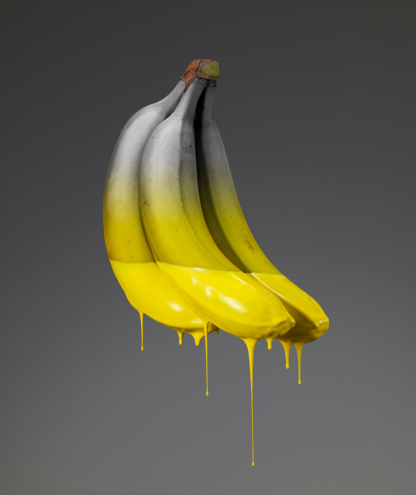 fruits and vegetables surrender their saturation to a grey and gloomy fate