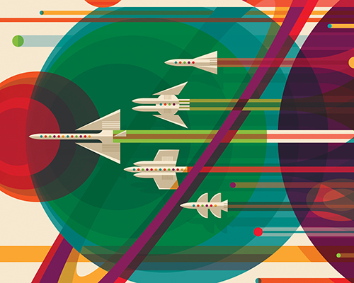 invisible creature promotes space tourism with retro posters for NASA