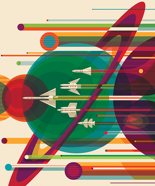 invisible creature promotes space tourism with retro posters for NASA