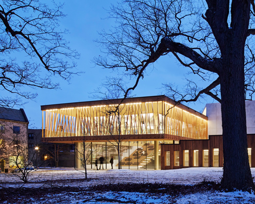 studio gang clads writers theatre near chicago with timber lattice
