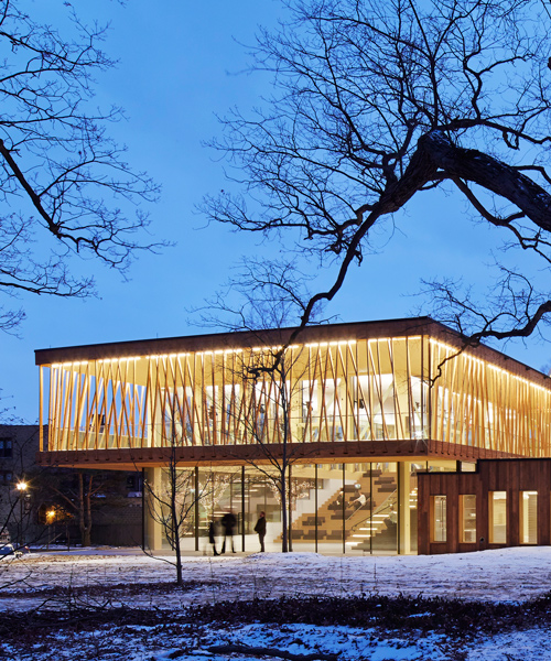 studio gang clads writers theatre near chicago with timber lattice