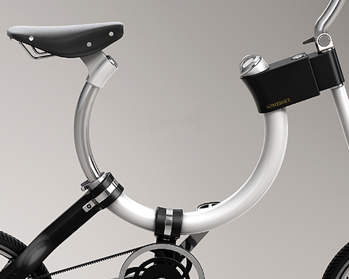 somerset bike's oval-shaped frame slides components for convenient folding
