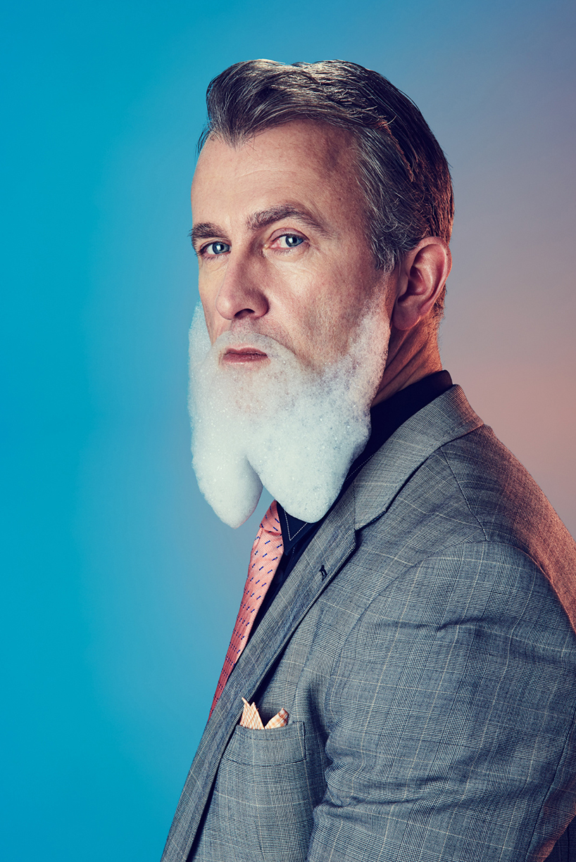 mindo cikanavicius' stoic portraits bear bubble beards made from soap