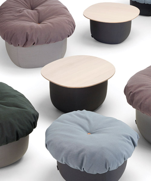 the soufflé ottoman by cecilie manz for offecct has a soft whipped cream cushion