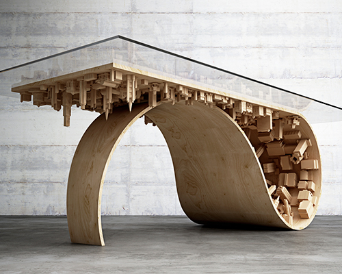 mousarris extends vision for 'wave city' with brain-bending dining table
