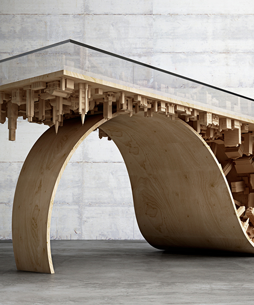 mousarris extends vision for 'wave city' with brain-bending dining table