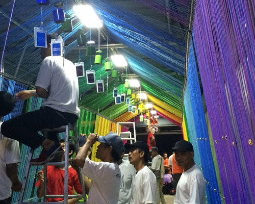 parametr architecture weaves rainbow around jakartan bridge