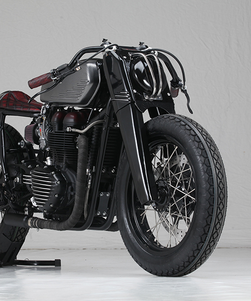 custom motorcycle shop rustom makeover triumph bonneville with art deco details