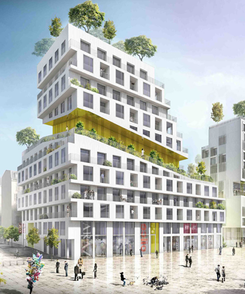seARCH proposes green-filled housing blocks for paris' rive gauche district