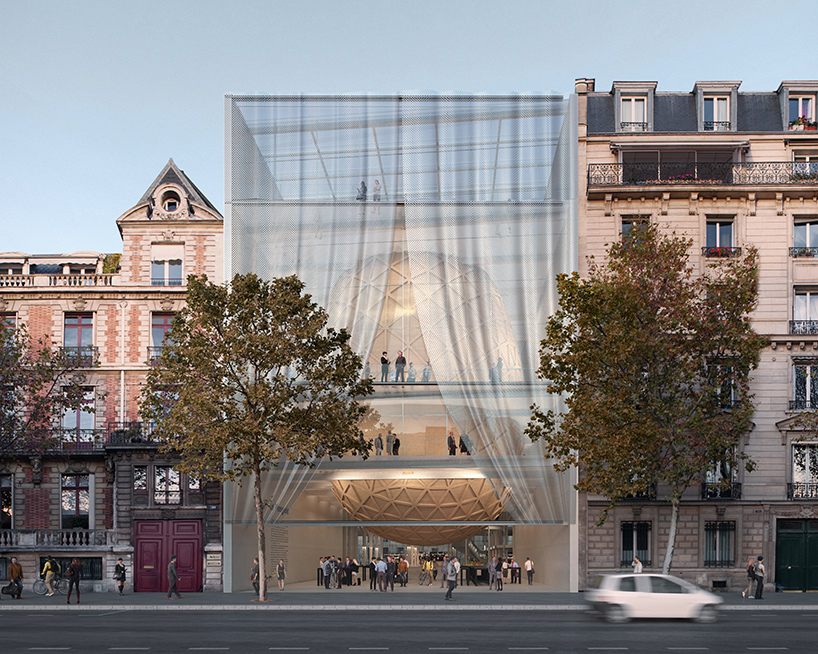 shigeru ban integrates concert venue and food hall in réinventer paris proposal