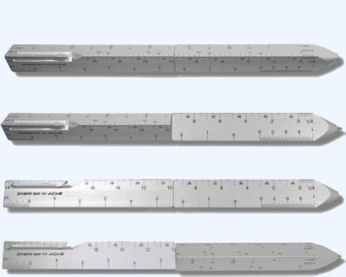 shigeru ban's retractable roller ball pen for acme studios doubles as an architect's scale