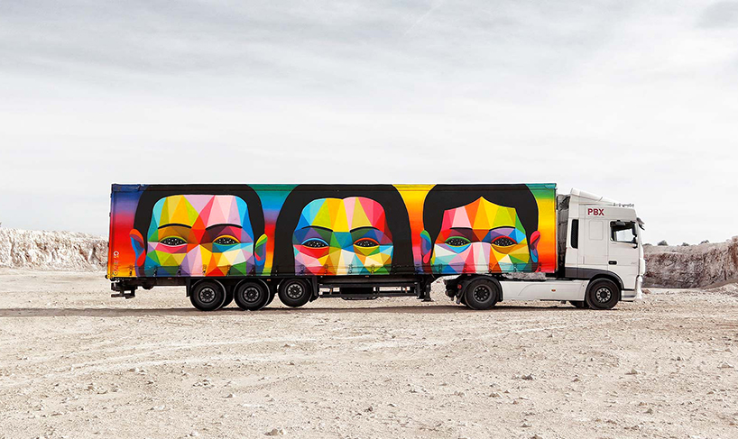 truck art project turns freighters into a fleet of mobile artworks