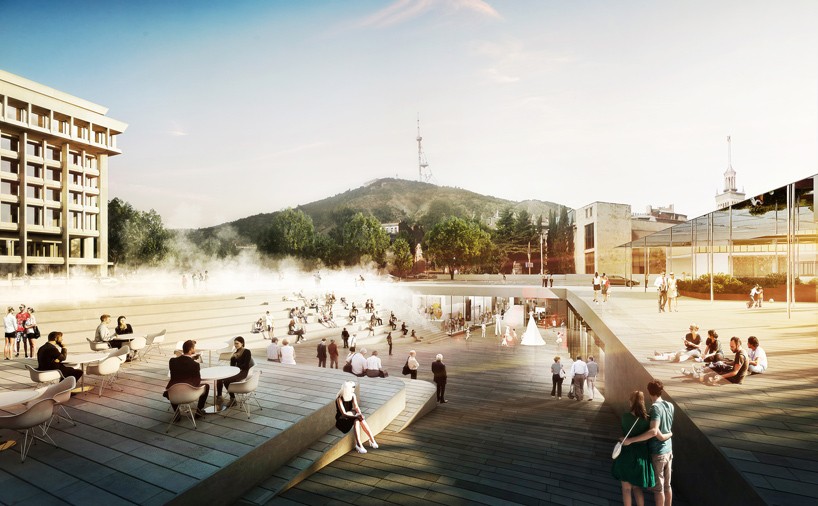 graft's winning public square proposal in tbilisi constructed as a folded surface