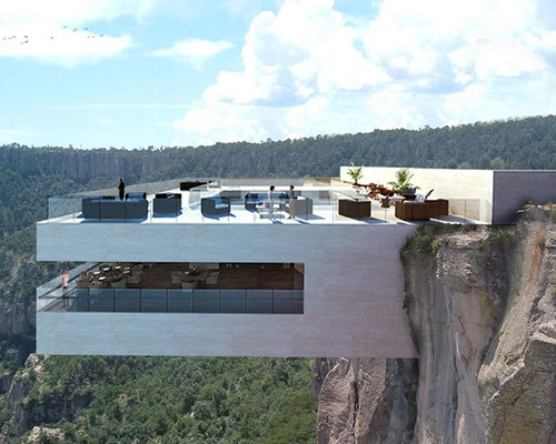 tall arquitectos cantilevers bire bitori restaurant concept