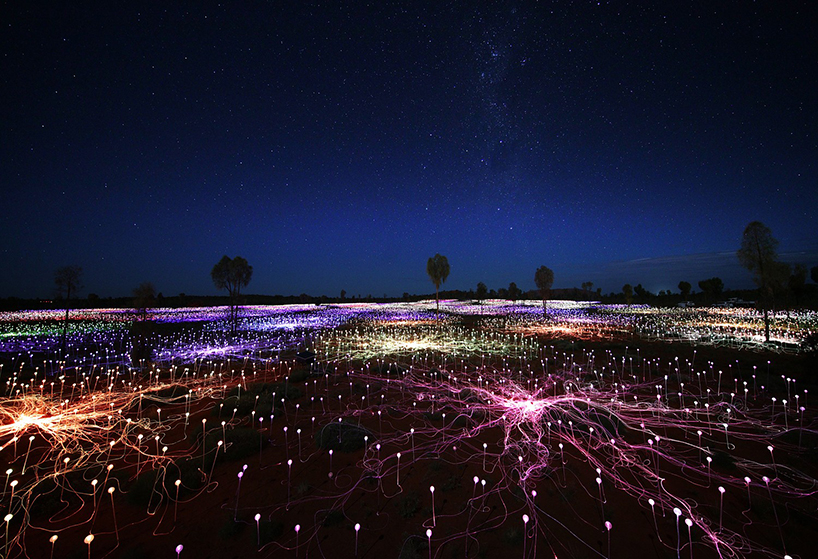 bruce munro illuminates australia's vast desert landscape in a field of light