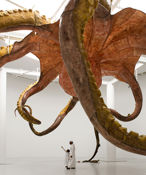 huang yong ping suspends sculptural sea monster from qatar museums gallery ceiling