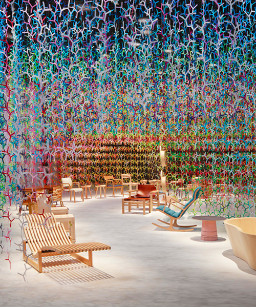 emmanuelle moureaux fills exhibition hall with 100 shades of colors