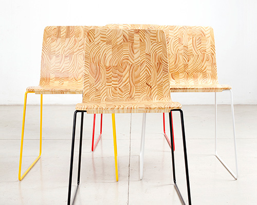 enbruto combines metal & bent wood in collapsible eme chair