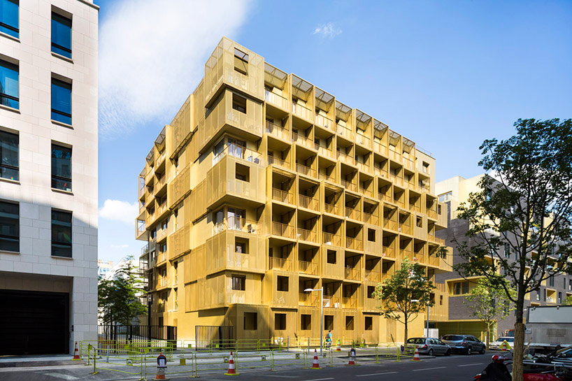 hamonic + masson extrudes cubes from golden student housing complex near paris