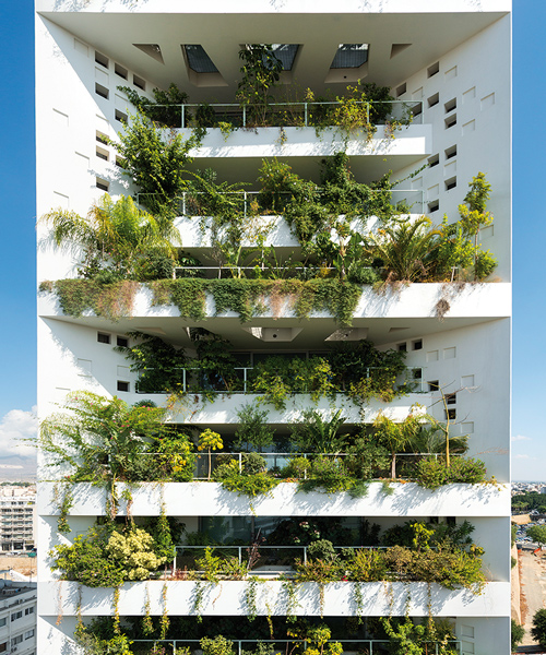 greenery emerges through jean nouvel's pixelated 'white walls' tower in cyprus