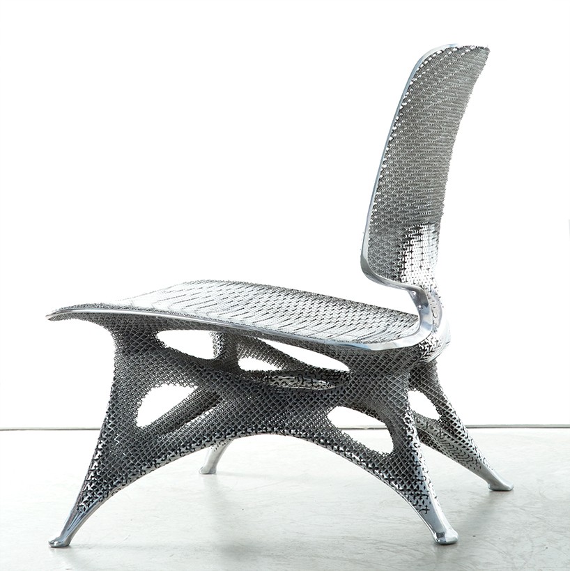 joris laarman lab 3D prints aluminum chair demonstrating cellular level design