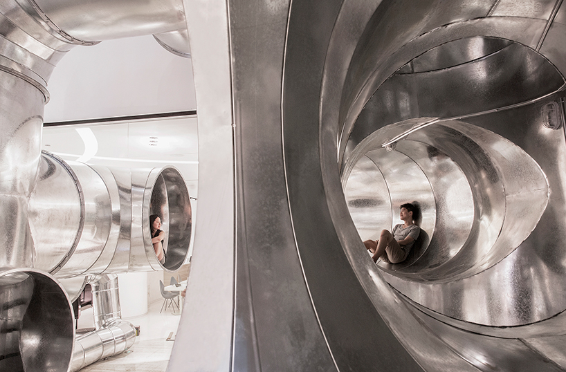 people's architecture office proposes tubular living inside ventilation shafts