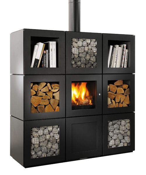 philippe starck's speetbox wood stove system conceived as stackable cube modules