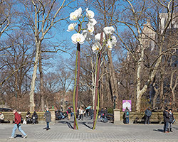 isa genzken's two orchids bloom at the entrance of new york's central park