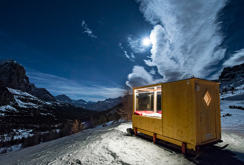 tiny starlight room in the dolomites offers dramatic views of the alpine landscape