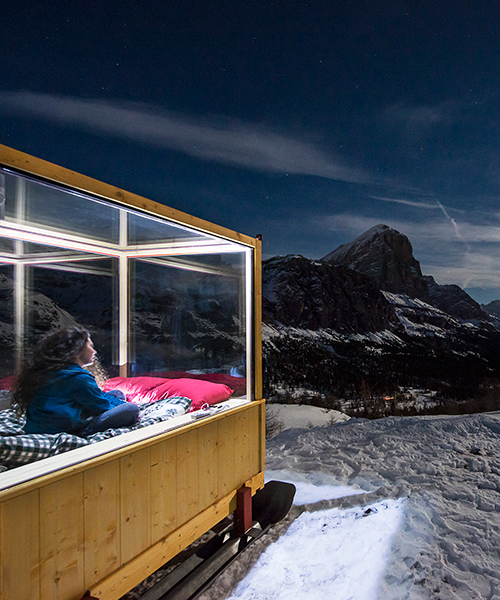 tiny starlight room in the dolomites offers dramatic views of the alpine landscape