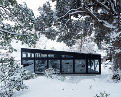 takuyahosokai immerses niigata community center within the natural landscape