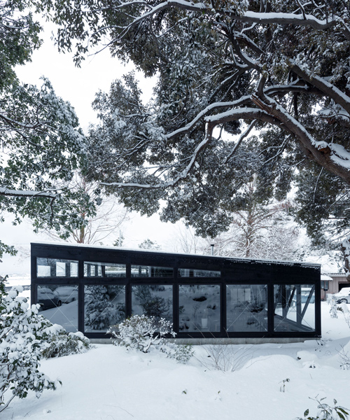 takuyahosokai immerses niigata community center within the natural landscape